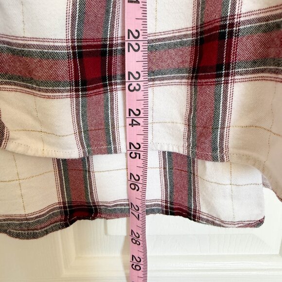 Womens Top New Directions White Red Black Plaid Button Up Size Large - Picture 7 of 7